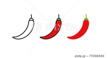 Chili Pepper Icon Linear Color Icon Contour のイラスト素材