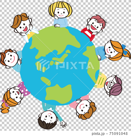 世界のかわいい子供達 笑顔 地球のイラスト素材