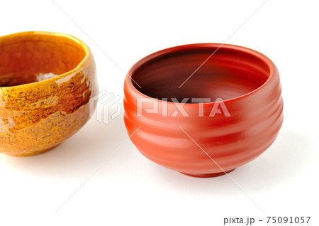 常滑焼朱泥の抹茶茶碗の写真素材 [75091057] - PIXTA