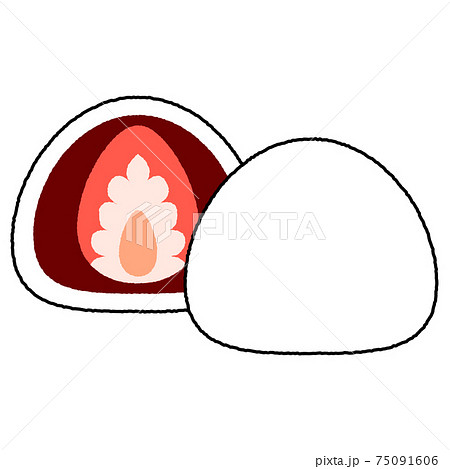 いちご大福のイラストのイラスト素材