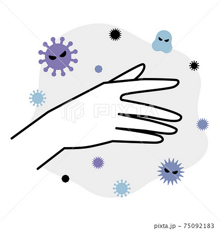 菌やウイルスが付いた 不衛生な手のイラスト素材
