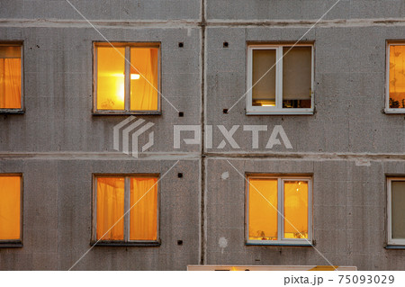 Wall with Iluminated windows. Wall with Iluminated windows. 75093029
