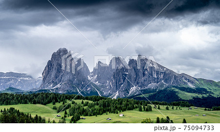 Typical mountain scene in Italian Alps, Dolomites Typical mountain scene in Italian Alps, Dolomites 75094733