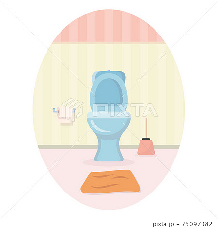 Toilet interior with furniture in flat style 75097082