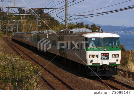 海岸線を行く臨時特急踊り子（185系7両） 75099147