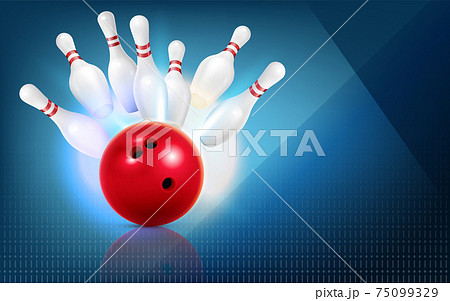 Bowling Strike Realistic Compositionのイラスト素材