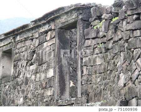 Old stone brick abandoned building in Taiwan 75100936