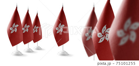 Set of Hong Kong national flags on a white background Set of Hong Kong national flags on a white background 75101255