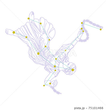 88星座シリーズA-白背景に星座絵と星座線-アンドロメダ座のイラスト素材 [75101466] - PIXTA