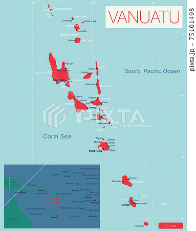 Vanuatu detailed editable map 75101498
