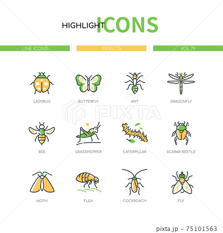 Insects collection - modern line design style icons set 75101563