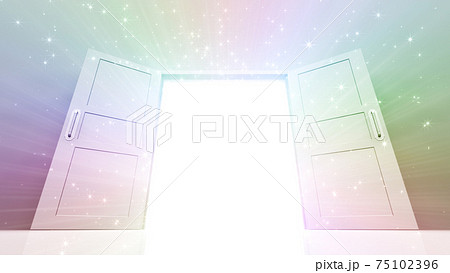 輝かしい未来への扉、天国と成功への道。 3D イラスト 75102396