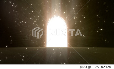 輝かしい未来への扉、天国と成功への道。 3D イラスト 75102420