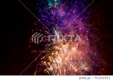 festive fireworks in the night black sky festive fireworks in the night black sky 75102451