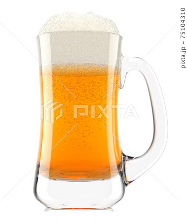 Frosty glass of fresh light beer with bubble froth isolated on white background. Frosty glass of fresh light beer with bubble froth isolated on white background. 75104310