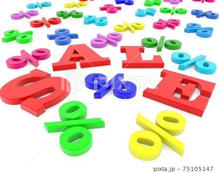 Sale concept between different color percentage marks 75105147