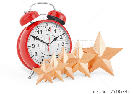 Customer rating of alarm clock. 3D rendering Customer rating of alarm clock. 3D rendering 75105345