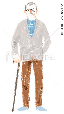 杖をついているシニア男性 75105472