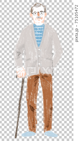 杖をついているシニア男性 75105472