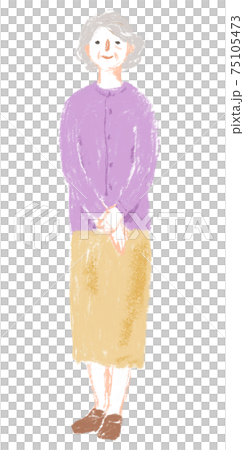 前で手を組んでいるシニア女性 75105473