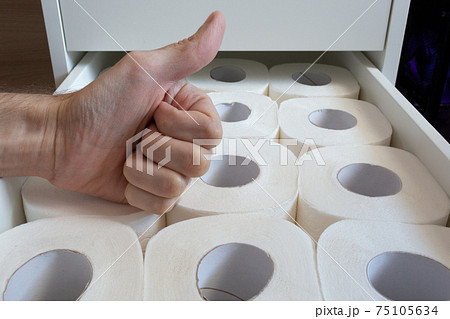 Toilet paper in a drawer. Large stocks. Toilet paper in a drawer. Large stocks. 75105634