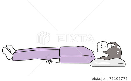 寝る 真横 高齢女性のイラスト素材