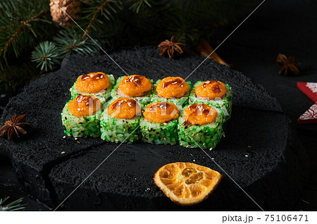 Asian food delivery home, various sushi sets in plastic containers with sauces, rice and chopsticks. Top view, flat lay. Asian food delivery home, various sushi sets in plastic containers with sauces, rice and chopsticks. Top view, flat lay. 75106471