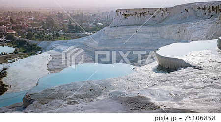 Pamukkale, natural pool with blue water, Turkey 75106858