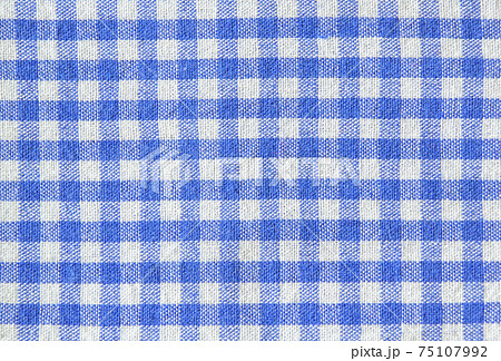 青と白のギンガムチェックのテクスチャの写真素材
