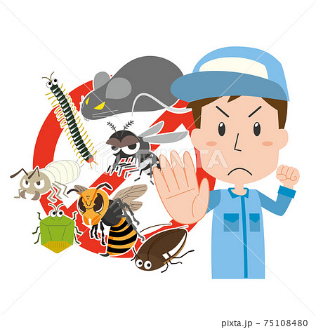 害虫をシャットアウトする害虫駆除業者の男性 75108480