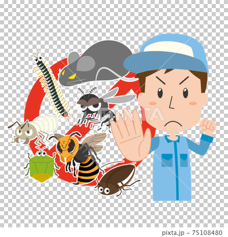 害虫をシャットアウトする害虫駆除業者の男性 75108480