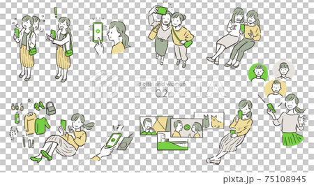 Women who enjoy smartphones, PCs, and digital 75108945