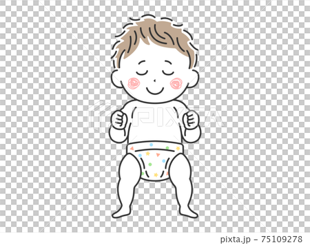 Illustration of a standing baby in a good mood 75109278