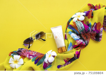 sunscreen spf50 cosmetics health care for skin face with scarf ,sunglasses of lifestyle woman relax sunscreen spf50 cosmetics health care for skin face with scarf ,sunglasses of lifestyle woman relax 75109804