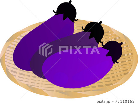 シンプルで可愛い茄子のイラスト素材