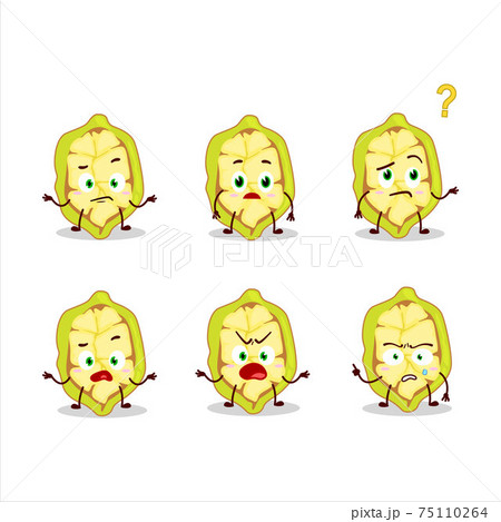 Cartoon character of slice of cupuacu with what expression Cartoon character of slice of cupuacu with what expression 75110264