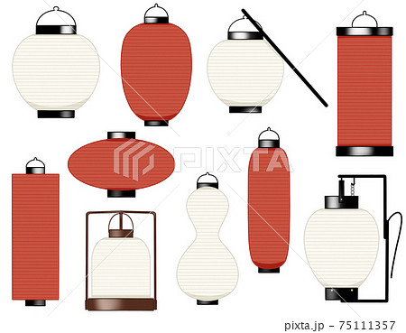 提灯 赤白ミックスver 2のイラスト素材