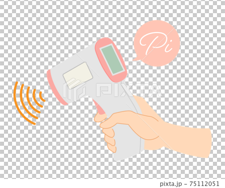 非接触温度計で温度を測る手のイラスト 75112051