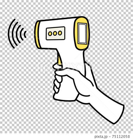 非接触体温計で検温する手のイラスト素材のイラスト素材