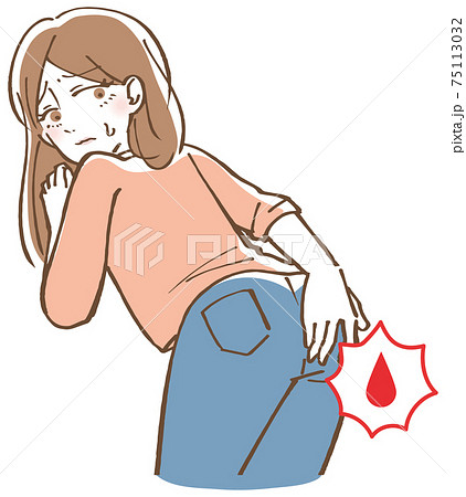 お尻　血　女性 イラスト 75113032
