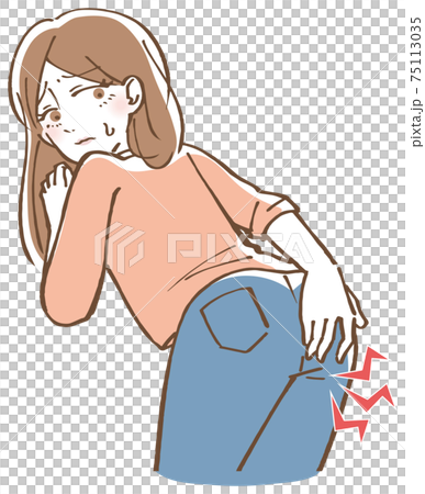お尻の痛い女性 イラスト 75113035