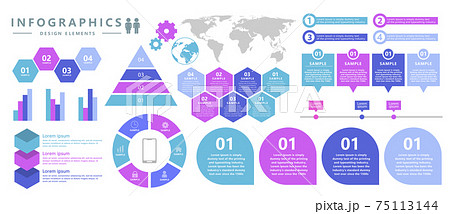 ビジネスシーンで役に立つインフォグラフィック、いろいろなグラフのベクターイラスト、ピトグラム ビジネスシーンで役に立つインフォグラフィック、いろいろなグラフのベクターイラスト、ピトグラム 75113144