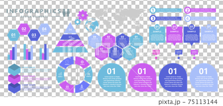 ビジネスシーンで役に立つインフォグラフィック、いろいろなグラフのベクターイラスト、ピトグラム ビジネスシーンで役に立つインフォグラフィック、いろいろなグラフのベクターイラスト、ピトグラム 75113144