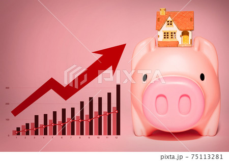 貯金箱 グラフ 矢印 75113281