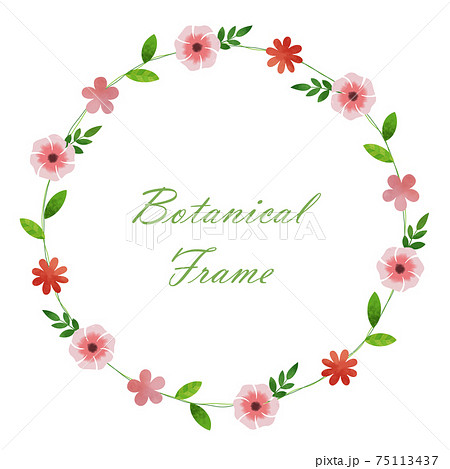 お花のフレームイラスト 招待状やカードのテンプレート 白背景 ベクター 切り抜き のイラスト素材
