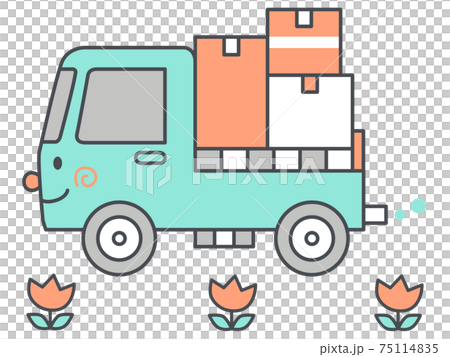 引越し、運送イメージ　トラックイラスト 75114835