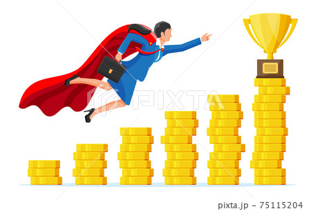 Super businesswoman with briefcase goes to trophy Super businesswoman with briefcase goes to trophy 75115204
