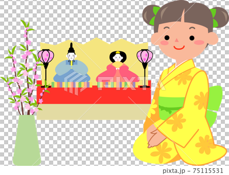 Girls with dolls and kimonos Girls with dolls and kimonos 75115531