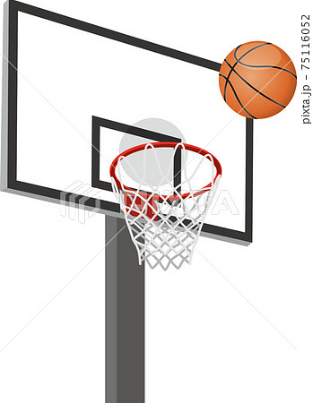 バスケットボールとゴールのイメージイラストのイラスト素材