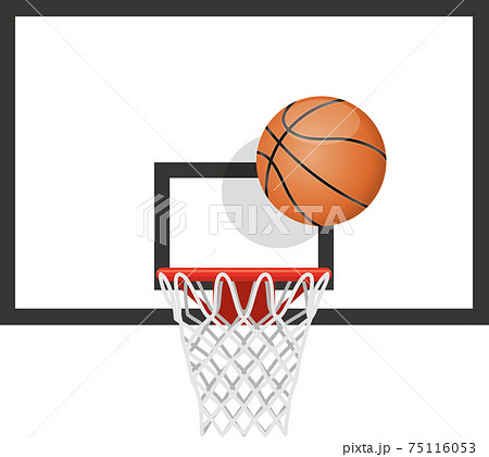 バスケットボールとゴールのイメージイラスト 正面 のイラスト素材